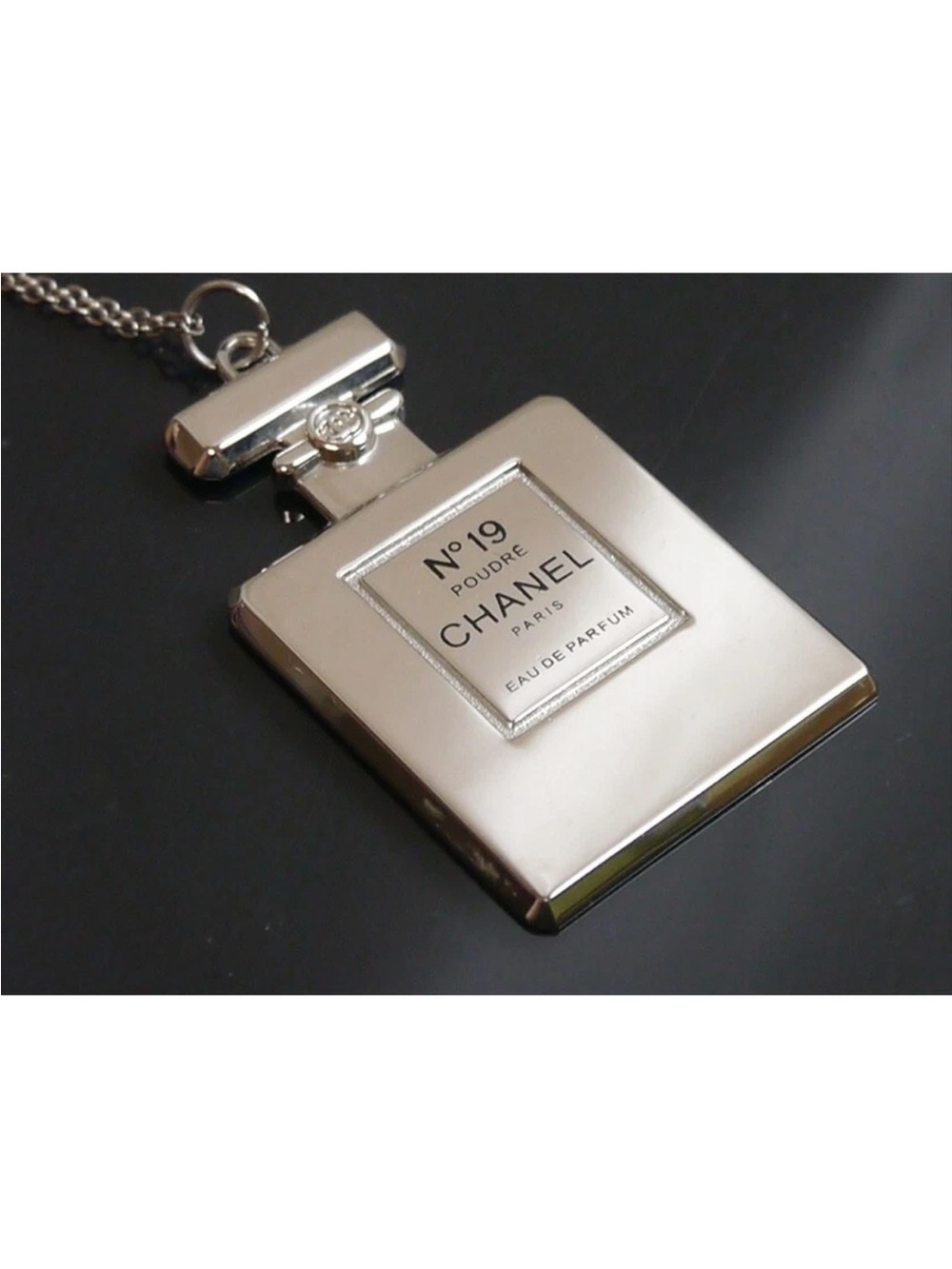 CHANEL N°19 Silver Toned Necklace GUC - Picture 8 of 9